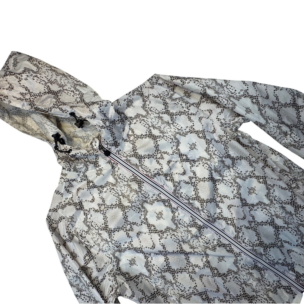 08 Snakeskin Windbreaker Jacket Women's XL White Grey‎ Excellent Full Zip Hooded